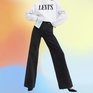 Levi's Ribcage High Waist Slim Fit Wide Leg Jeans in Black Rose - 27